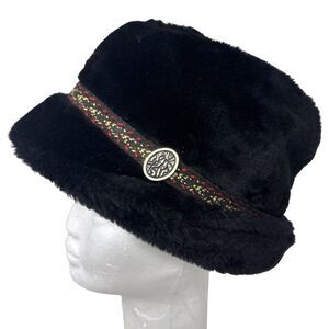 VTG 50s Fedora Hat Mens Sz L Faux Fur Bavarian Tryolean Band Medallion Ear Flaps